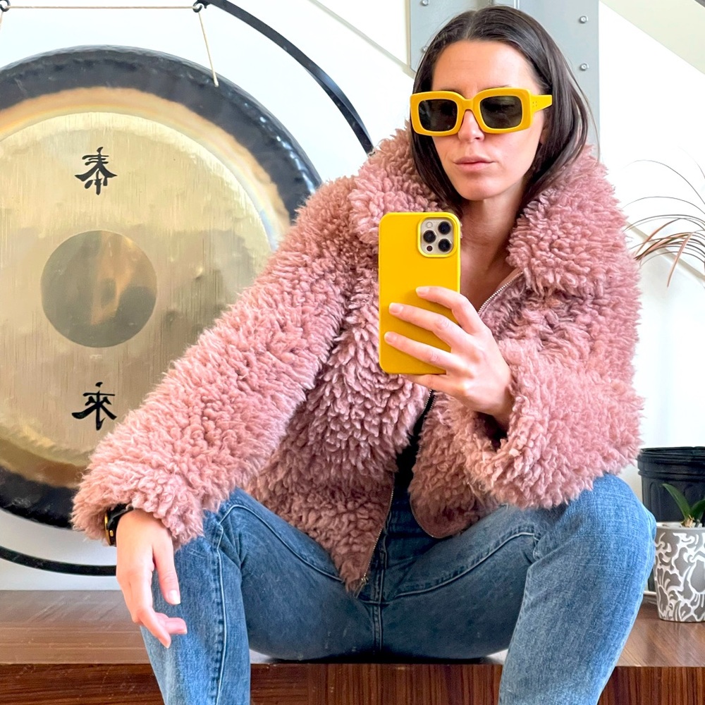 Sneak peek pink teddy jacket